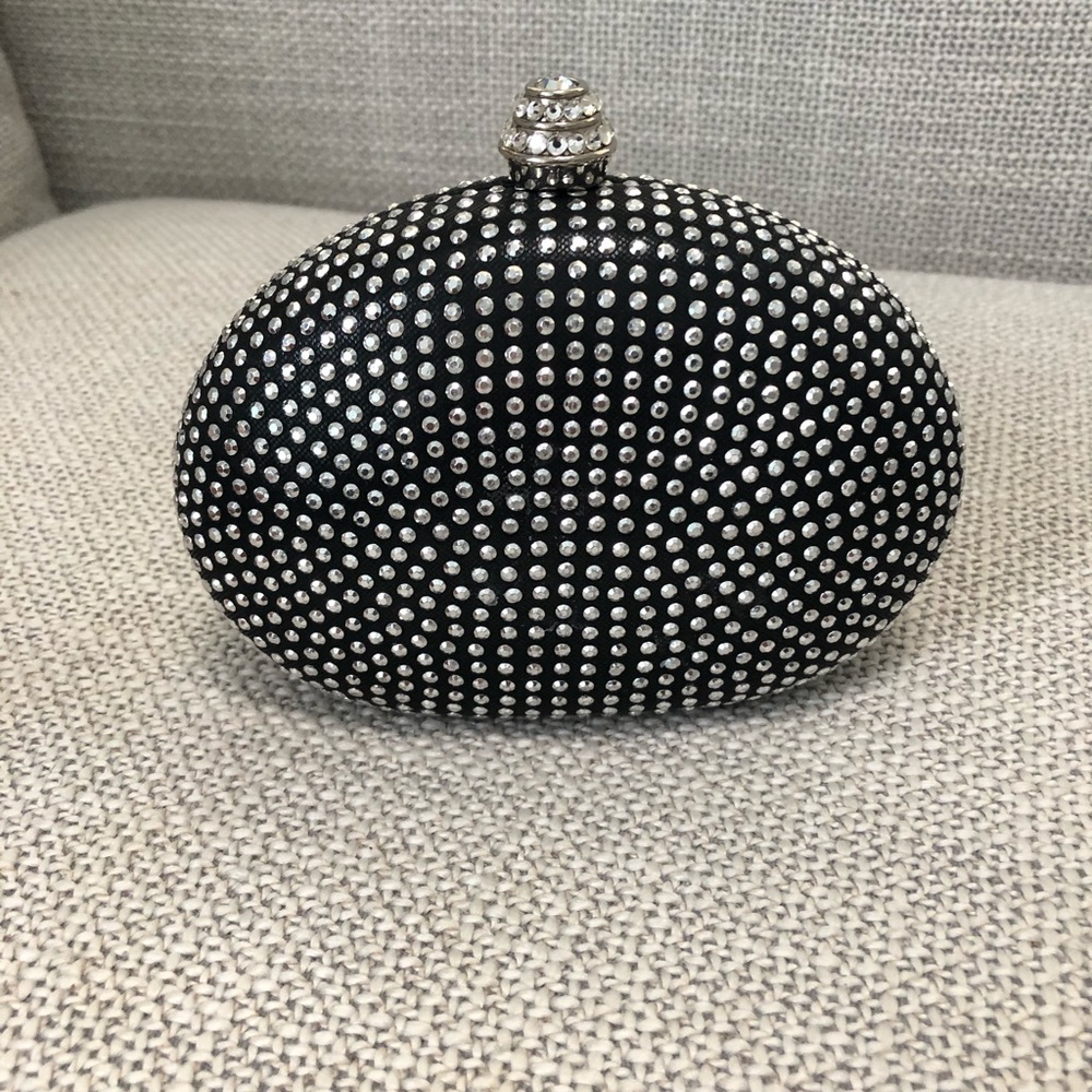 Black and silver clutch handbag